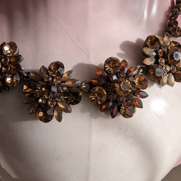 Vintage VCLM Amber rhinestone necklace with matching earrings - Picture 5 of 9